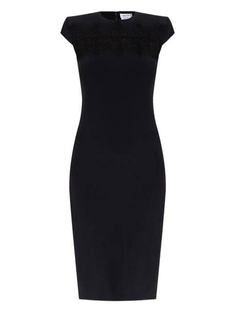 Alexander McQueen cap-sleeve lace-embroidered midi dress - Black - zdjęcie produktu nr 1