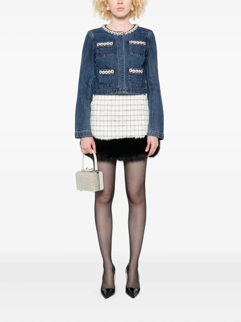 Self-Portrait embellished-pocket denim jacket - Blue - zdjęcie produktu nr 2