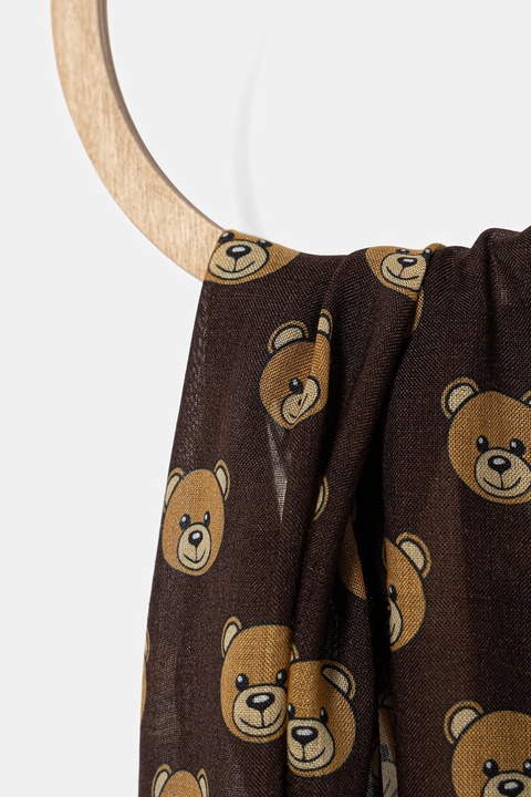 Moschino szal z wełną kolor brązowy wzorzysty M5217 E5211 - zdjęcie produktu nr 2