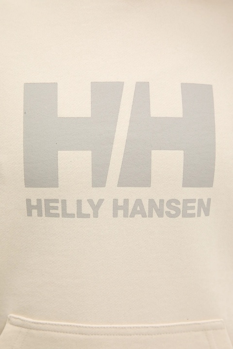 Helly Hansen bluza bawełniana HH LOGO 2.0 damska kolor beżowy z kapturem z nadrukiem 34460 - zdjęcie produktu nr 1