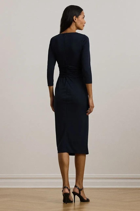 Lauren Ralph Lauren sukienka kolor granatowy midi dopasowana 250957698 - zdjęcie produktu nr 2