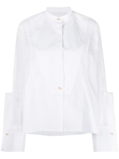 Jil Sander semi-sheer panelled cotton shirt - White - zdjęcie produktu nr 1