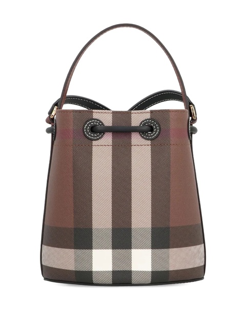 Burberry mini checked drawstring bucket bag - Brown - zdjęcie produktu nr 2