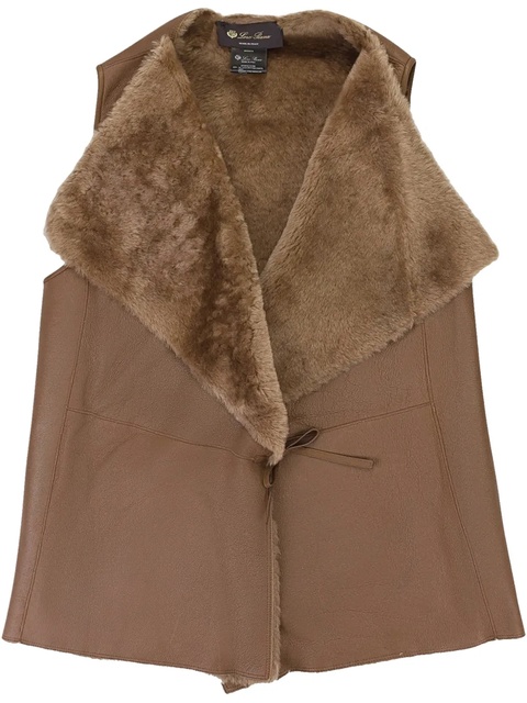 Loro Piana tie-fastening shearling waistcoat - Brown - zdjęcie produktu nr 2