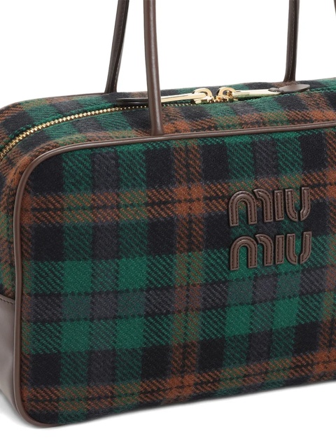 Miu Miu Beau plaid-pattern top-handle shoulder bag - Brown - zdjęcie produktu nr 2