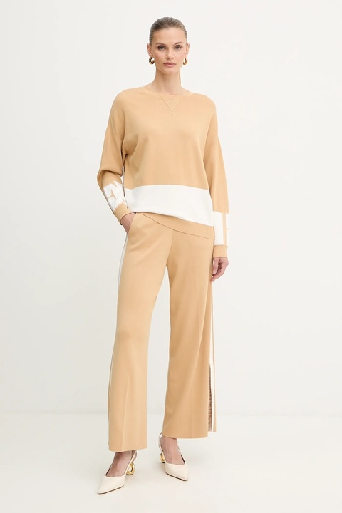 Elisabetta Franchi sweter damski kolor beżowy lekki MK01S56E2 - zdjęcie produktu nr 2