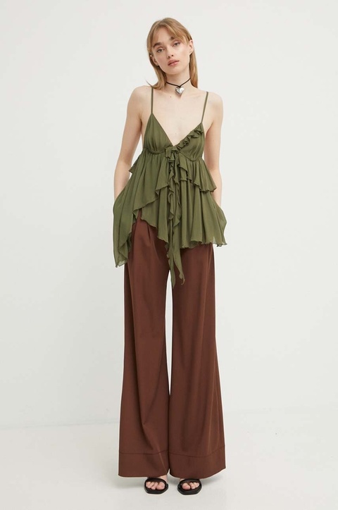 Aniye By bluzka damska kolor zielony gładka 185057 - zdjęcie produktu nr 2