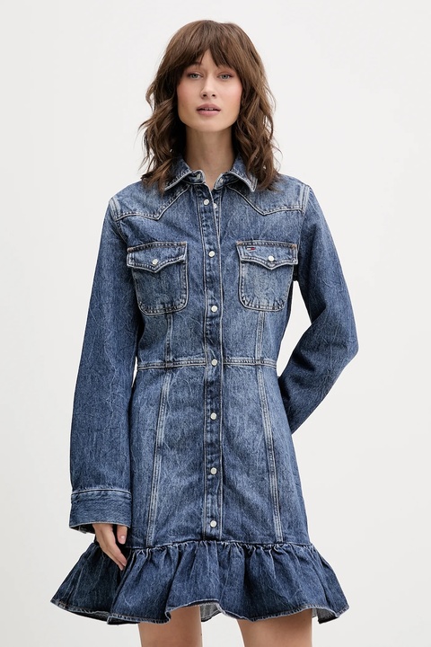 Tommy Jeans sukienka jeansowa kolor granatowy mini rozkloszowana DW0DW21635 - zdjęcie produktu nr 1