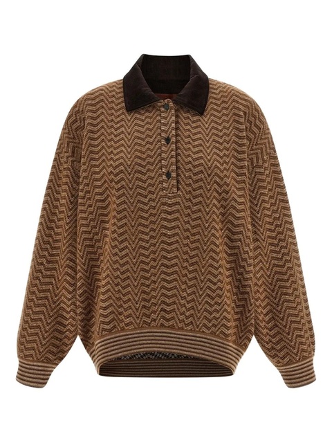 Missoni zigzag-pattern polo top - Brown - zdjęcie produktu nr 1