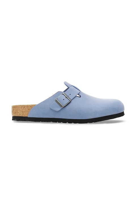 Birkenstock klapki zamszowe Boston damskie kolor niebieski 1028239 - zdjęcie produktu nr 1