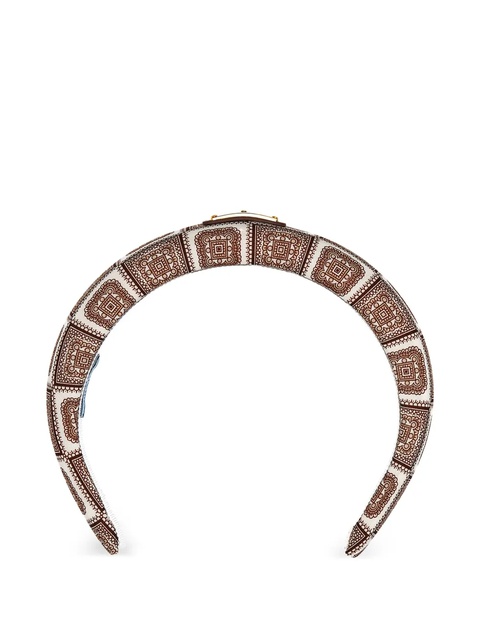 Prada printed twill headband - Brown - zdjęcie produktu nr 1