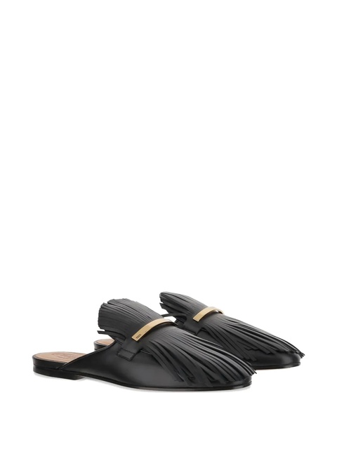 Tod's fringed leather mules - Black - zdjęcie produktu nr 1