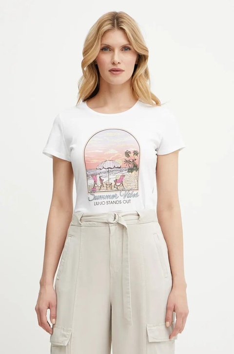 Liu Jo t-shirt bawełniany damski kolor biały WA5478.J6410 - zdjęcie produktu nr 1