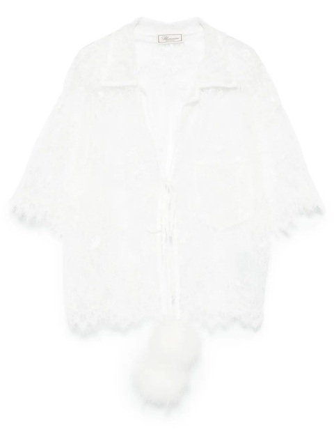 Blumarine pompom-detail lace blouse - White - zdjęcie produktu nr 1