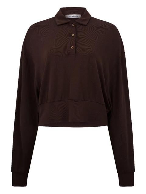 Aya Muse buttoned polo top - Brown - zdjęcie produktu nr 1