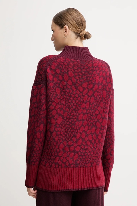 Marc Aurel sweter z dodatkiem wełny damski kolor czerwony ciepły z półgolfem 8026-8000-82046 - zdjęcie produktu nr 2