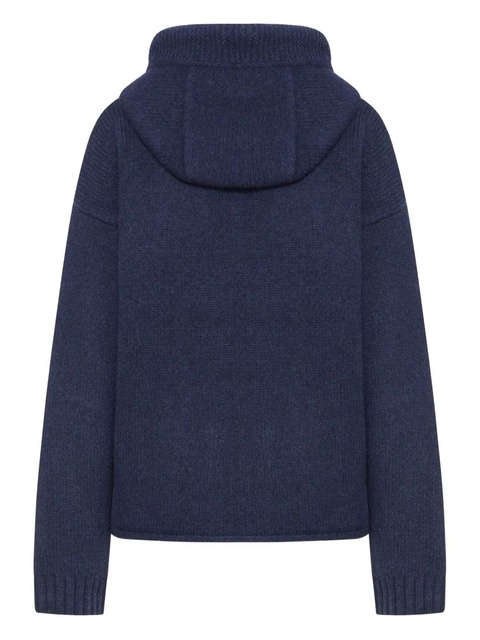 JW Anderson anchor-embroidery wool zip-up hoodie - Blue - zdjęcie produktu nr 2