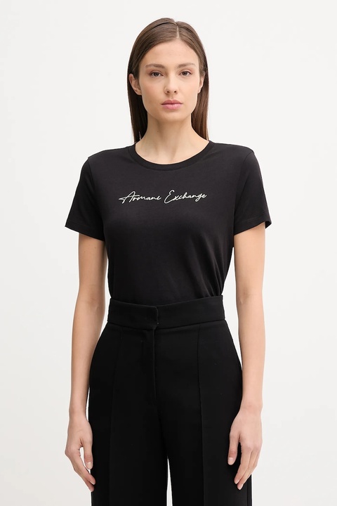 Armani Exchange t-shirt bawełniany damski kolor czarny XW000839 AF10356 - zdjęcie produktu nr 1