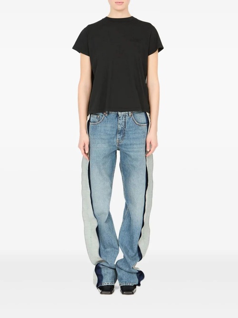 MM6 Maison Margiela satin-panel cotton T-shirt - Black - zdjęcie produktu nr 2