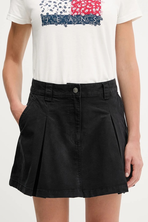 Tommy Jeans spódnica bawełniana kolor czarny mini rozkloszowana DW0DW21137 - zdjęcie produktu nr 1