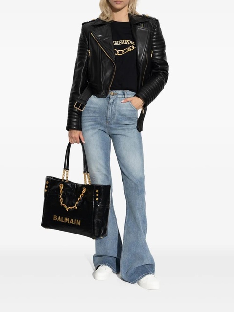 Balmain asymmetrical-zip leather jacket - Black - zdjęcie produktu nr 2