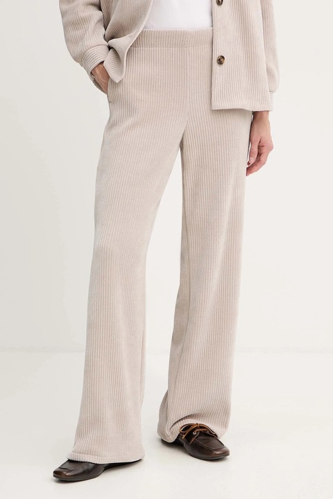 Marella spodnie sztruksowe Emme by Marella damskie kolor beżowy proste high waist 2525786012200 - zdjęcie produktu nr 2