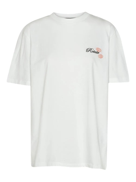 ROTATE BIRGER CHRISTENSEN logo-embroidered lip-detail T-shirt - White - zdjęcie produktu nr 1