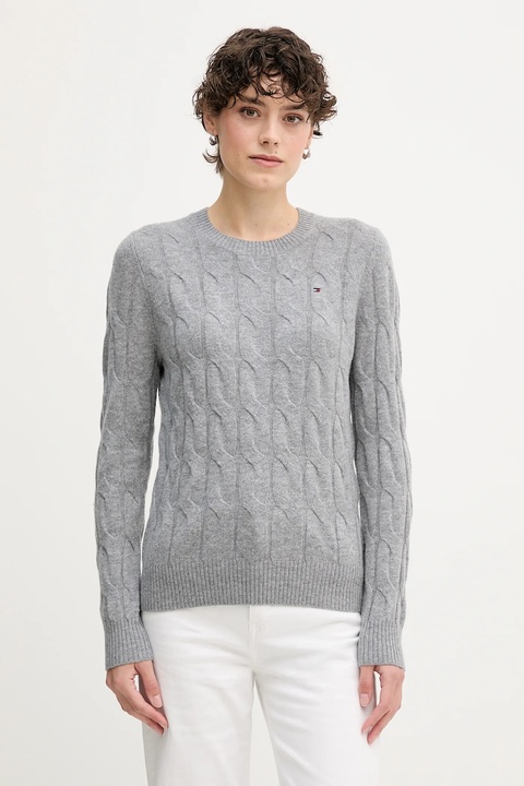 Tommy Hilfiger sweter wełniany damski kolor szary lekki WW0WW43586 - zdjęcie produktu nr 1