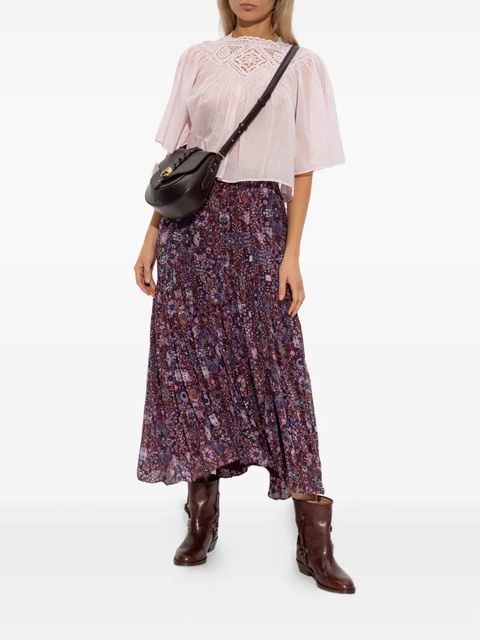 MARANT ÉTOILE pleated floral print skirt - Purple - zdjęcie produktu nr 2