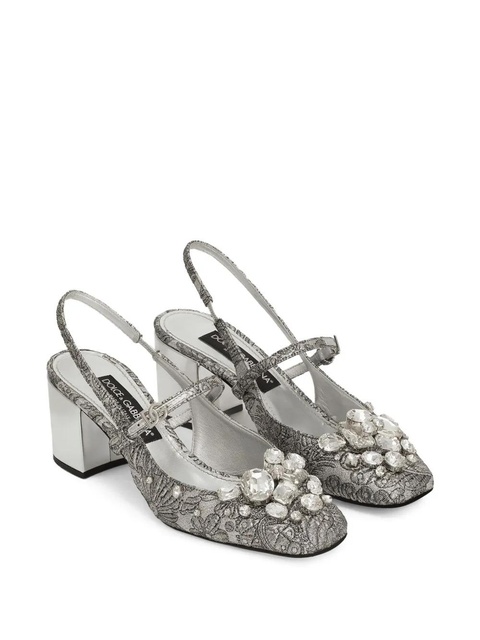 Dolce & Gabbana 60mm embroidery slingback pumps - Silver - zdjęcie produktu nr 1