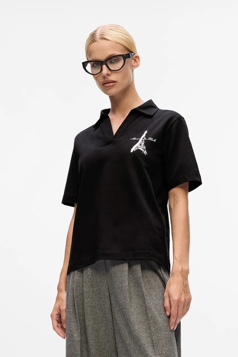 Karl Lagerfeld polo bawełniane damski kolor czarny A4W17088 - zdjęcie produktu nr 1