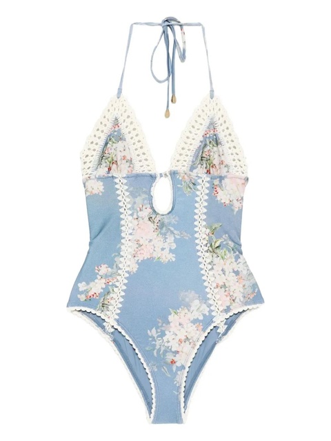 ZIMMERMANN crochet-trimmed swimsuit - Blue - zdjęcie produktu nr 1