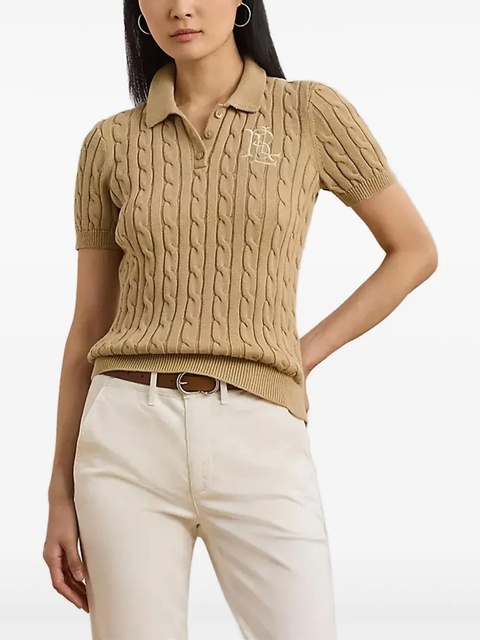 Lauren Ralph Lauren cable-knit polo top - Neutrals - zdjęcie produktu nr 1