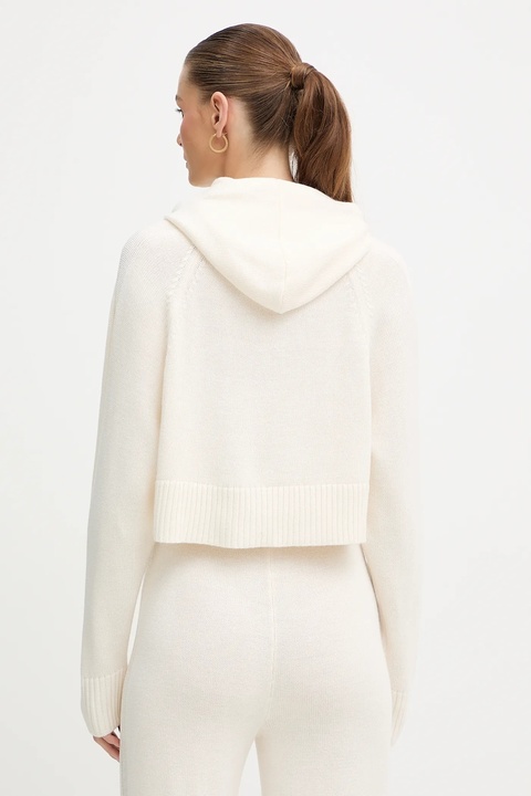 Armani Exchange sweter z dodatkiem wełny damski kolor beżowy lekki z półgolfem XW000767 AF13774 - zdjęcie produktu nr 2