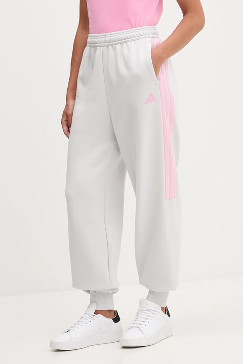 adidas spodnie dresowe Tiro 3 Stripes Fleece Pants damskie kolor szary z nadrukiem JM9070 - zdjęcie produktu nr 1