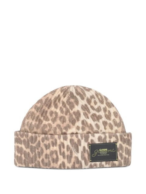 GANNI leopard-print beanie - Neutrals - zdjęcie produktu nr 1