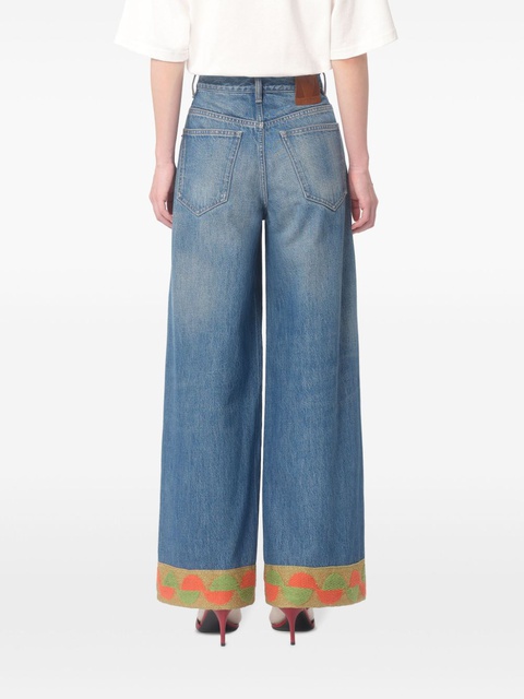 Valentino Garavani jacquard-trim jeans - Blue - zdjęcie produktu nr 2