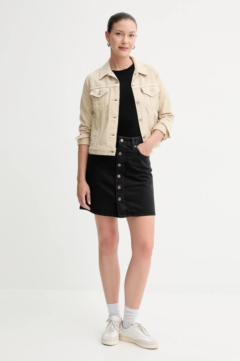 Levi's spódnica jeansowa kolor czarny mini rozkloszowana 003RO - zdjęcie produktu nr 2