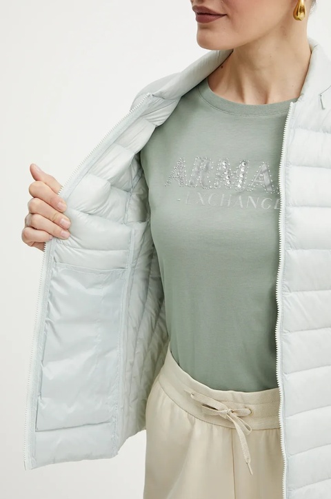Armani Exchange kurtka puchowa damska kolor niebieski przejściowa - zdjęcie produktu nr 2