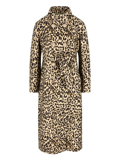 Valentino Garavani animal-print jewelled-button coat - Brown - zdjęcie produktu nr 1