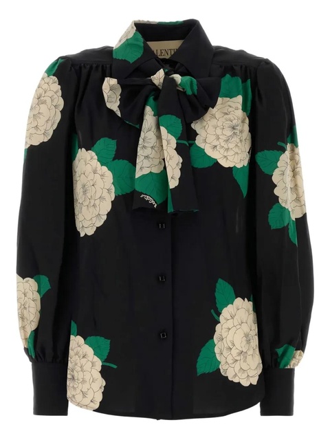 Valentino Garavani printed bow silk shirt - Black - zdjęcie produktu nr 1