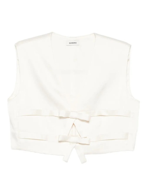 SANDRO bow-detail sleeveless top - Neutrals - zdjęcie produktu nr 1