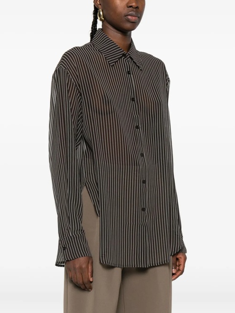 The Frankie Shop striped button-fastening shirt - Brown - zdjęcie produktu nr 2
