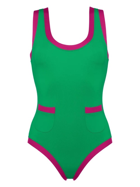 ERES Pueblo contrast-edge pocket-detail swimsuit - Green - zdjęcie produktu nr 1