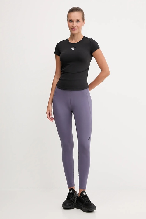 adidas Performance legginsy treningowe Own The Run damskie kolor fioletowy gładkie JV7211 - zdjęcie produktu nr 1