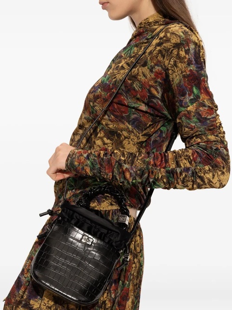 GANNI croc-embossed tote bag - Black - zdjęcie produktu nr 2