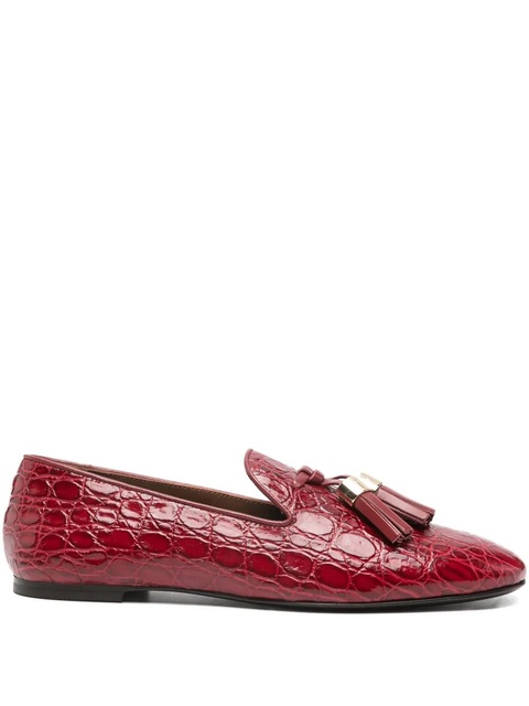 Giuseppe Zanotti crocodile-embossed tassel loafers - Red - zdjęcie produktu nr 1