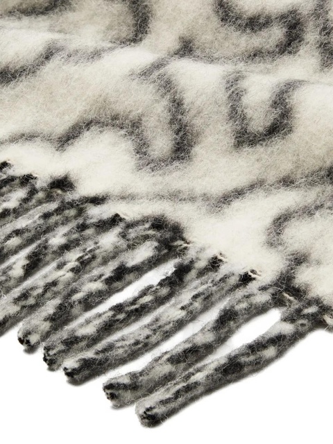 Tory Burch logo-pattern fringed scarf - White - zdjęcie produktu nr 2