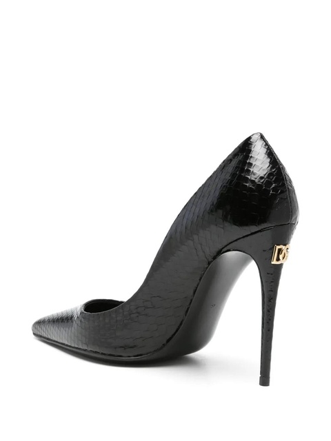 Dolce & Gabbana 100mm python-effect leather pumps - Black - zdjęcie produktu nr 2