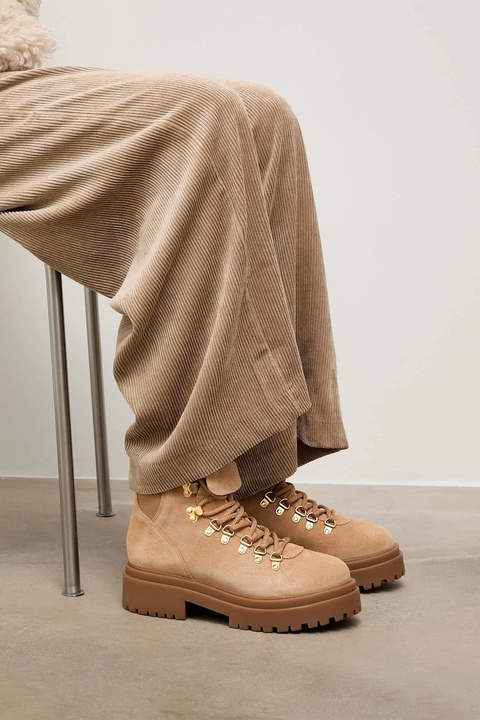 Answear.LAB botki zamszowe kolor brązowy na platformie - zdjęcie produktu nr 1